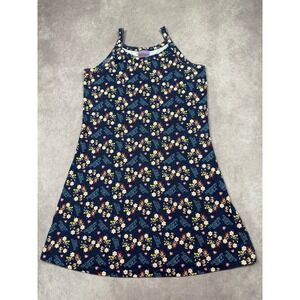 VTG Y2K The Powerpuff Girls Cartoon Network Kids L Dress Navy Blue‎ Floral 2000s